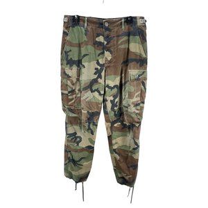 Vintage Military Camouflage Cargo Pants M Reg Adjustable Waist Cotton Outdoor
